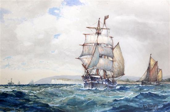 Frederick James Aldridge (1850-1933) Off the Isle of Wight 14 x 21in.
